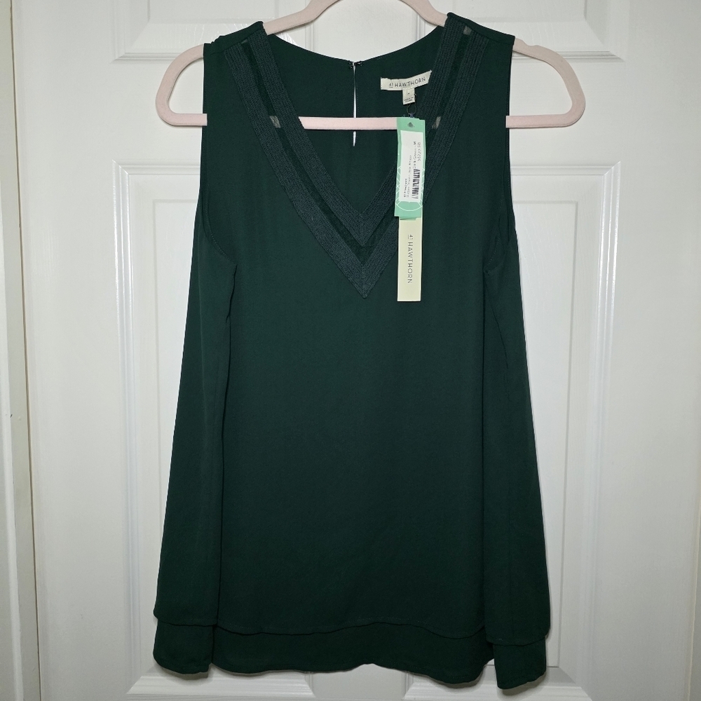 41 Hawthorn Green V-Neck Blouse NWT Sz M